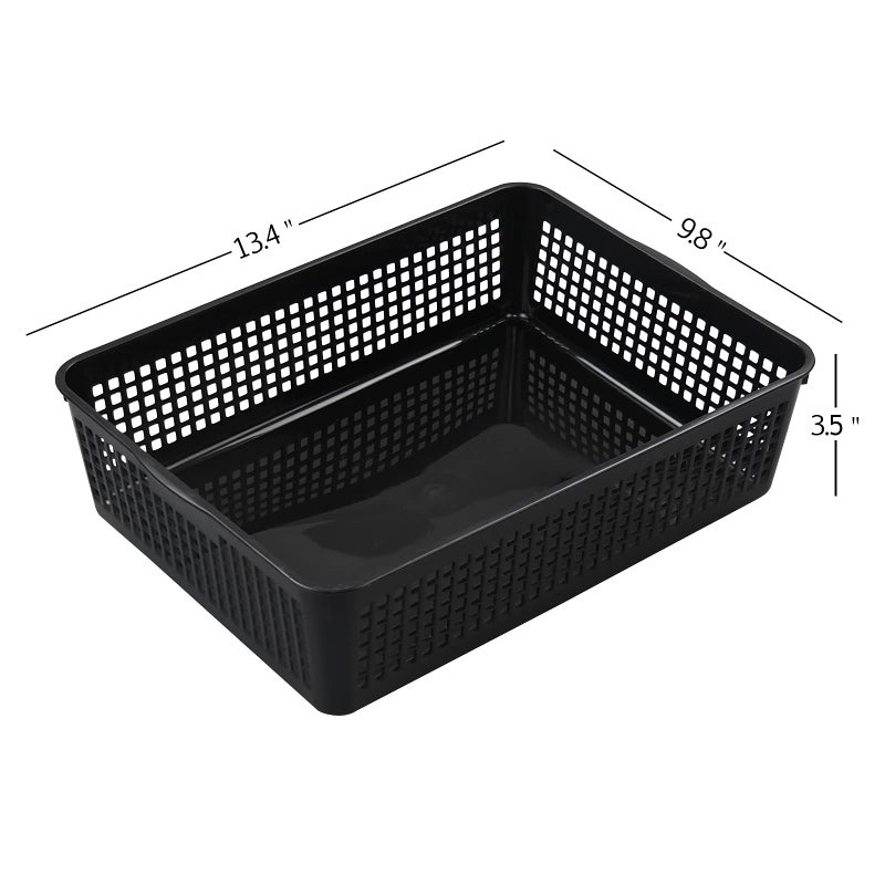 CadineUS 6 Pack Plastic A4 Letter Baskets, Black Office Basket Trays - Image 2
